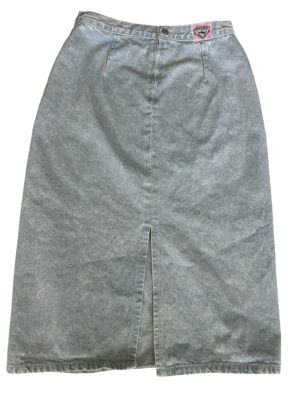 Vintage Torpedo International USA Light Blue Denim Midi Skirt